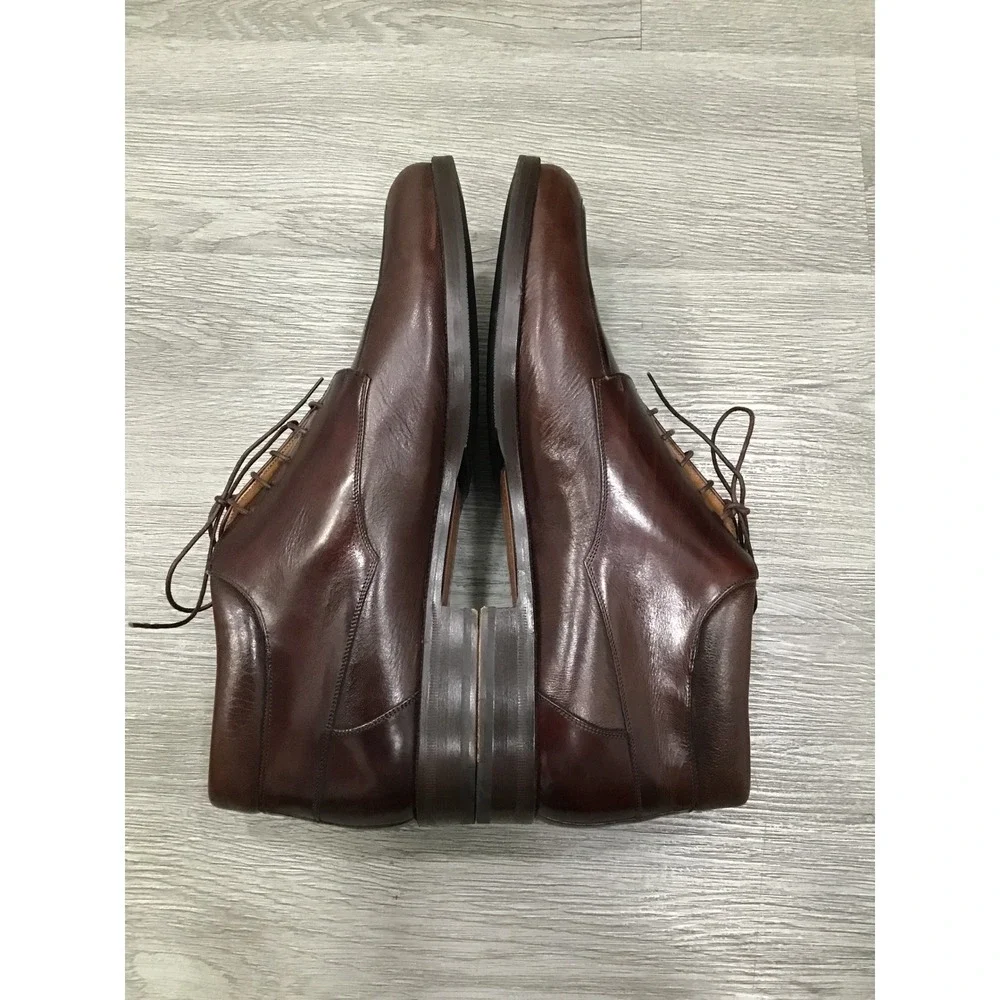 Mezlan Enzo Brown Leather Chukka Boots Men's 13 Apron Toe Lace Up Dress Shoes